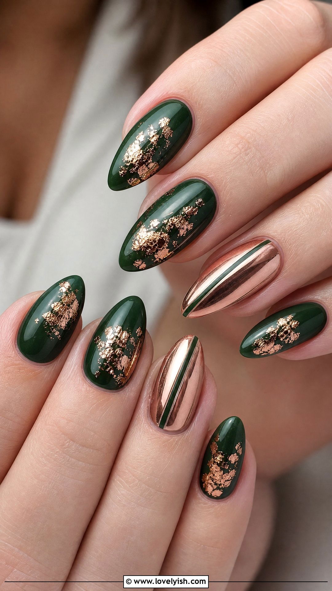 Rose Gold and Forest Green Nails - 50 rose gold nails - 50 rose gold nails