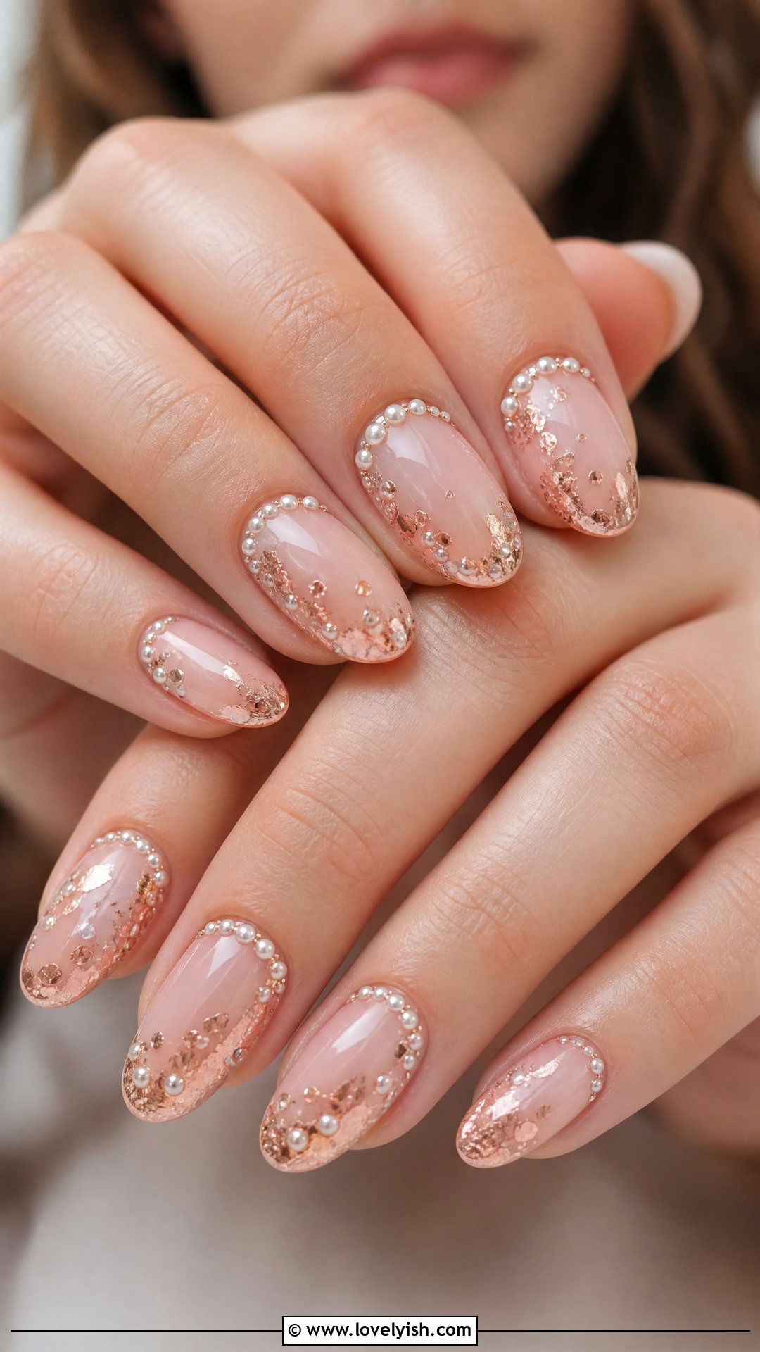 Rose Gold and Pearl Nails - 50 rose gold nails - 50 rose gold nails