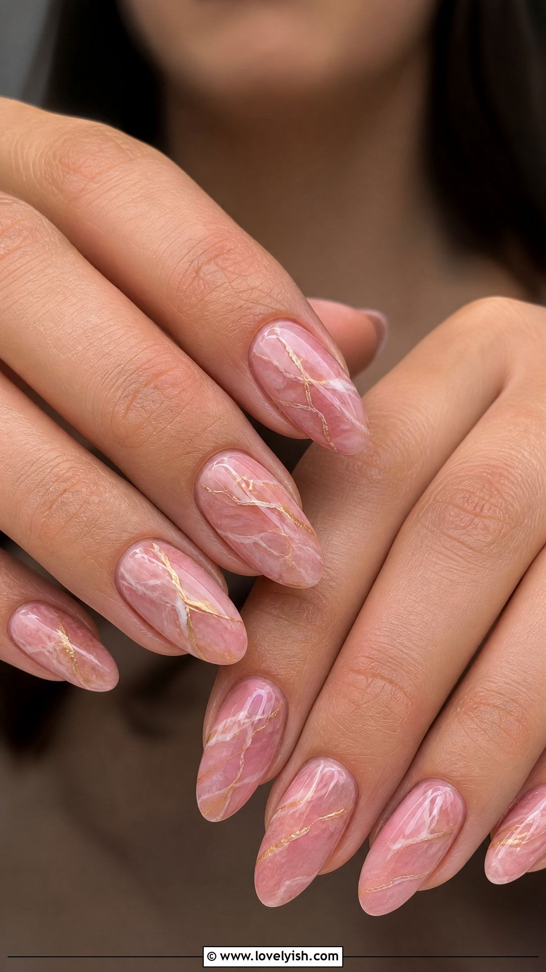 Rose Pink Marble Nails - 50 cute nails - 50 cute nails