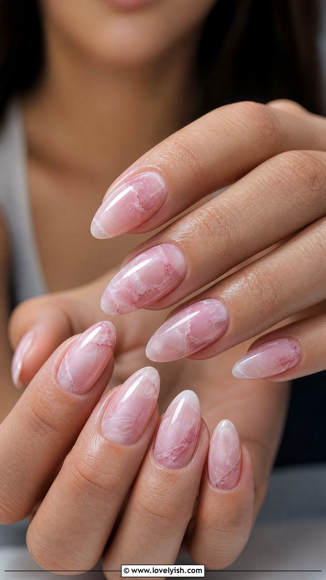 Rose Quartz Marble Nails - 50 easy spring nail designs - 50 easy spring nail designs