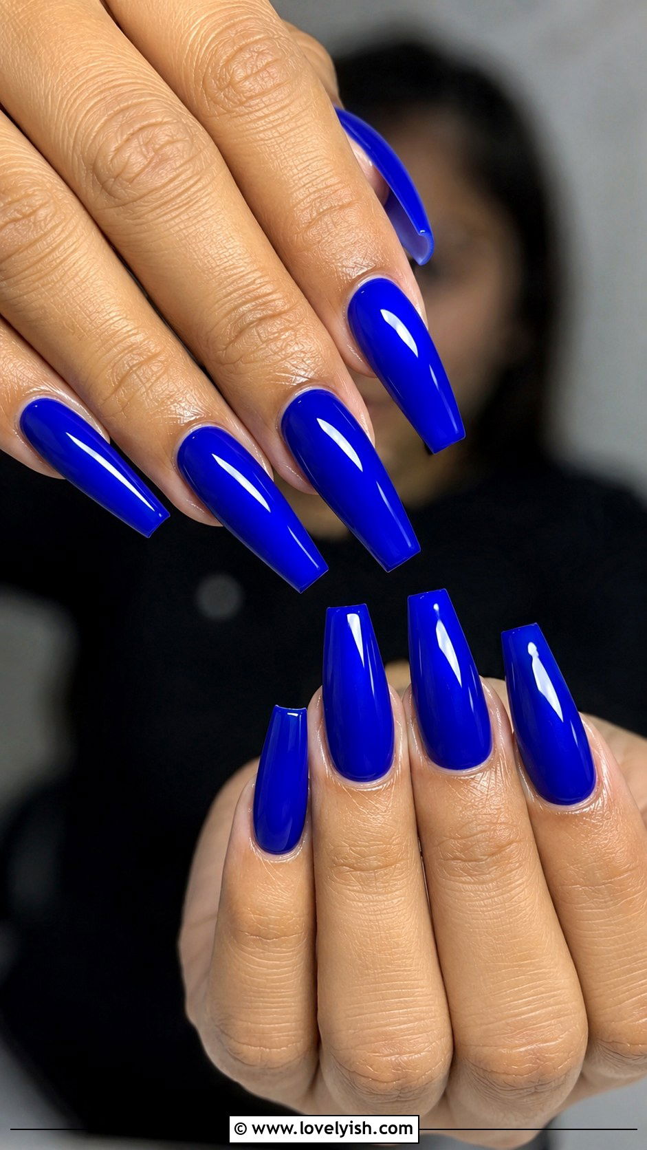 Royal Blue Coffin Acrylic Nails - 33 acrylic nail ideas - 33 acrylic nail ideas