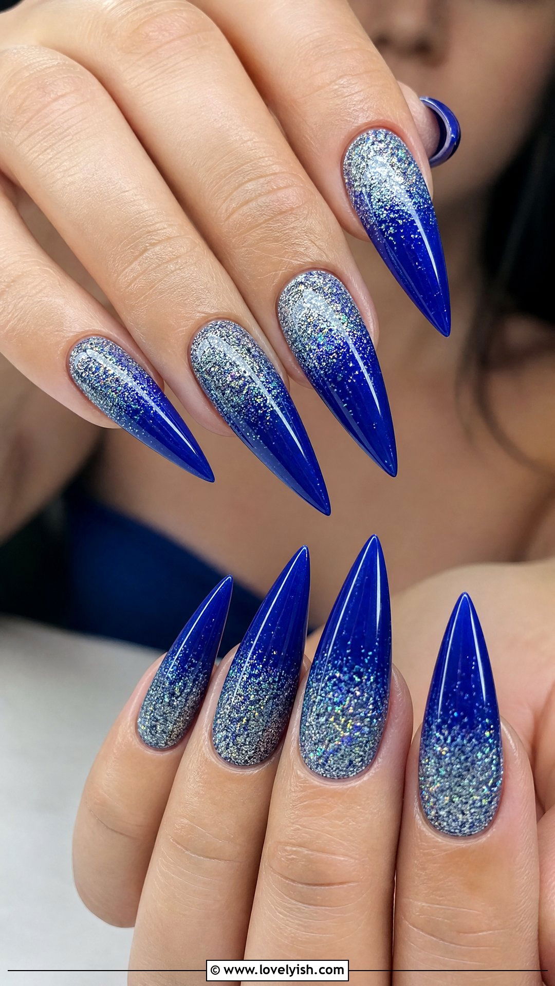 Royal Blue Glitter Nails - 50 blue nails - 50 blue nails