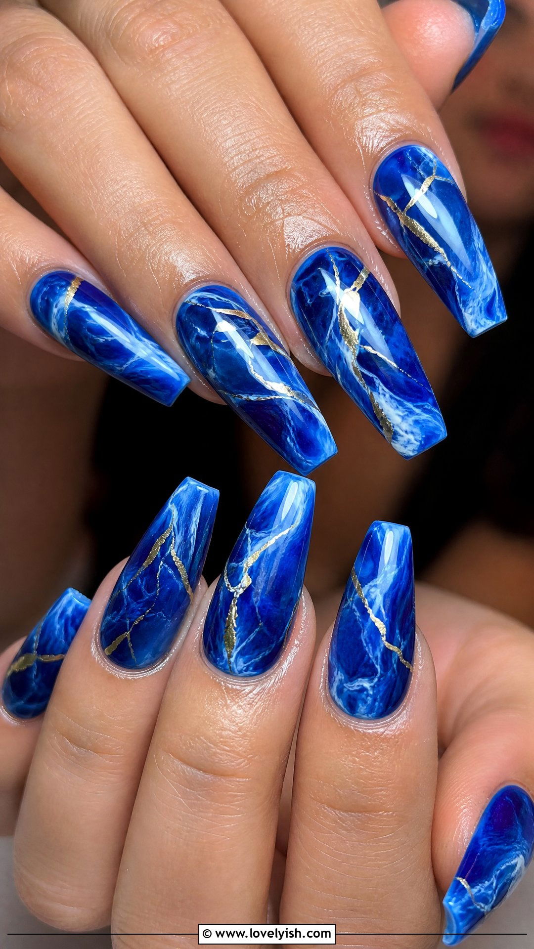 Royal Blue Marble Nails - 38 blue nail designs - 38 blue nail designs