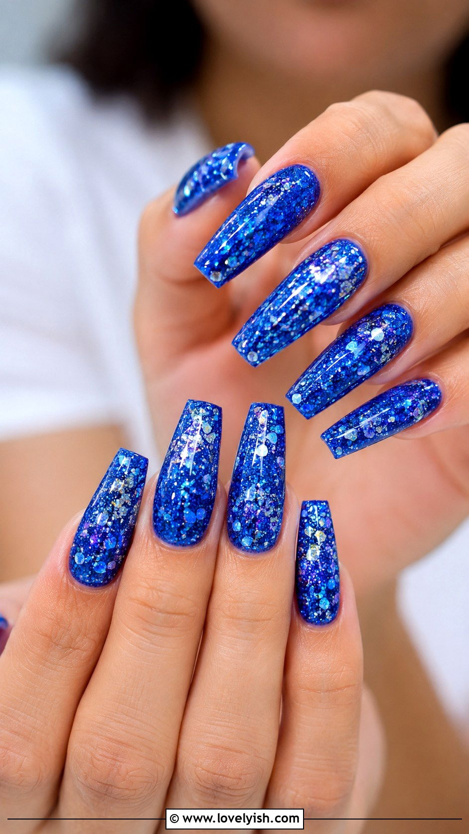 Royal Blue Mermaid Glitter Nails - 50 mermaid nails - 50 mermaid nails