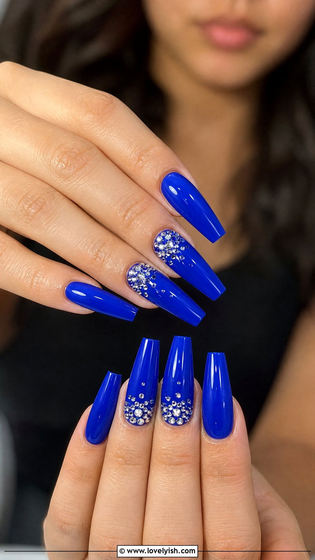 Royal Blue Rhinestone Nails - 25 blue nail design ideas - 25 blue nail design ideas
