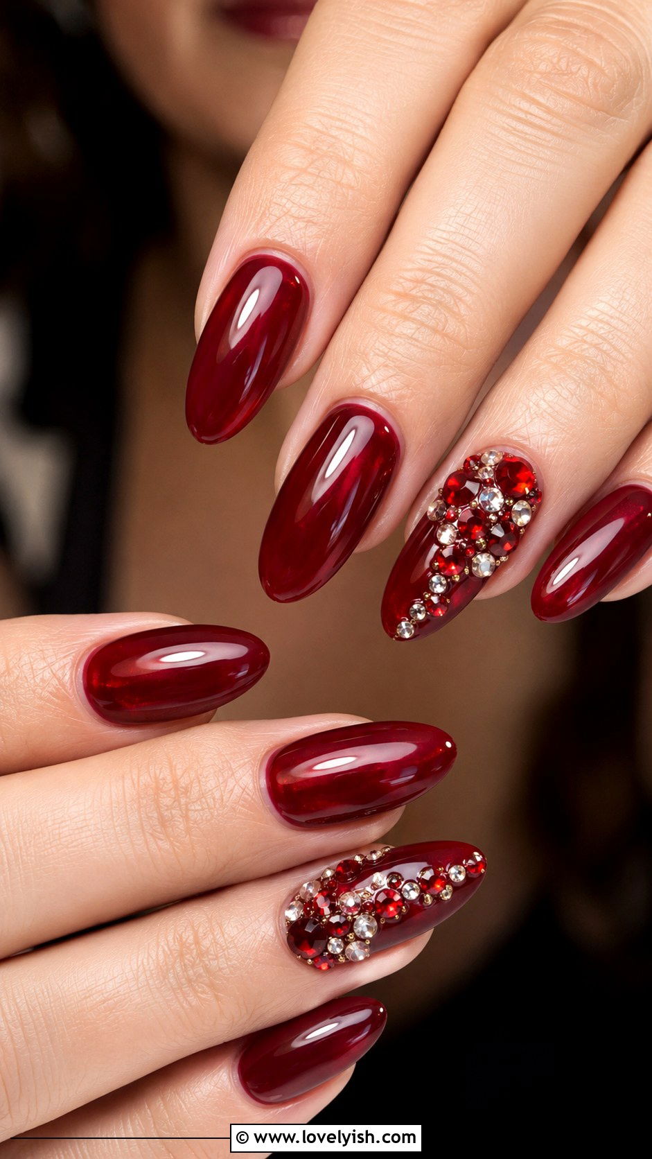 Ruby Red Crystal Nails - 50 luxury nails - 50 luxury nails
