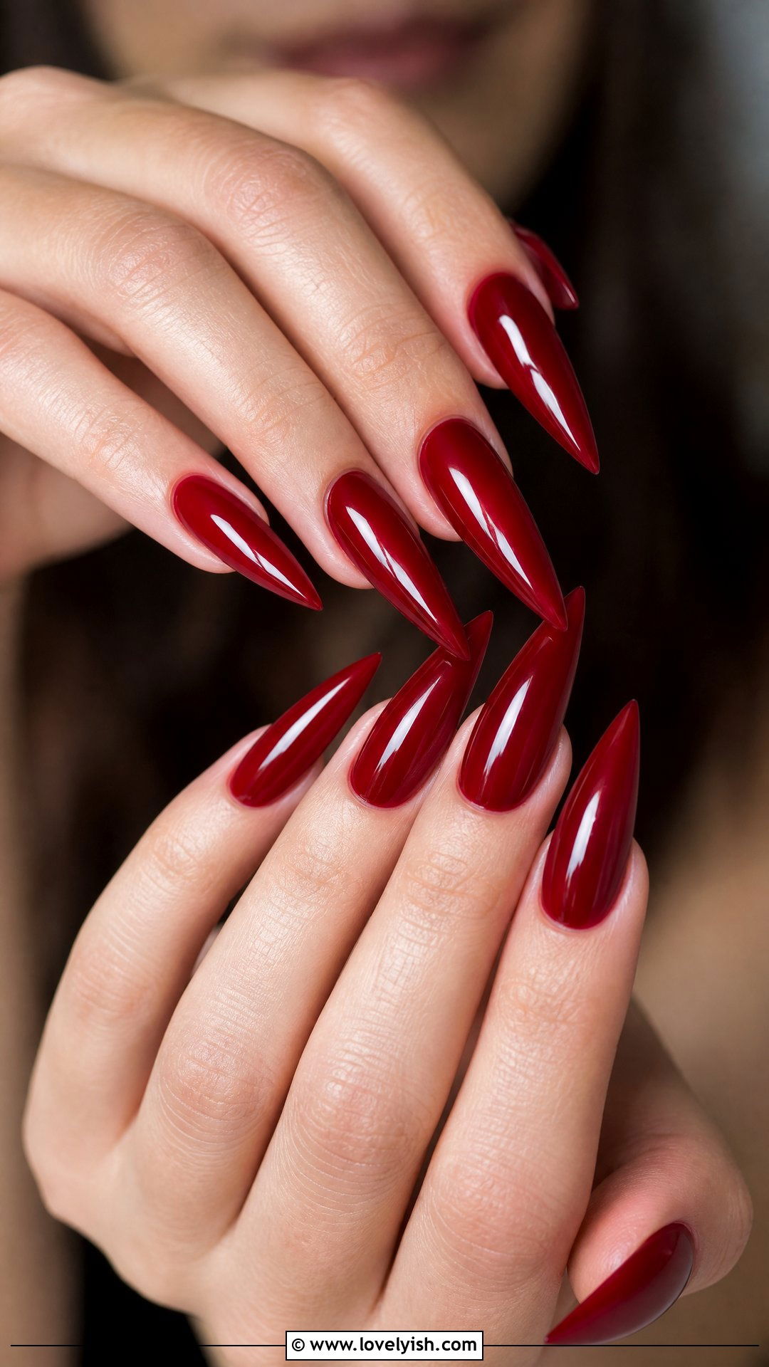 Ruby Red Stiletto Nails - 50 classic nail designs - 50 classic nail designs