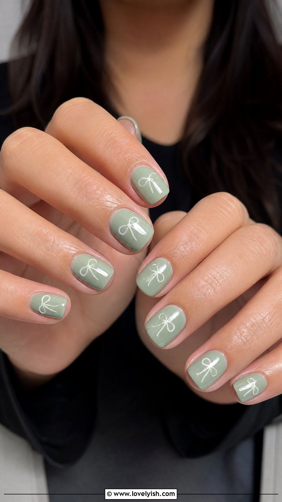 Sage Green Bow Nails - 25 bow nail design ideas - 25 bow nail design ideas