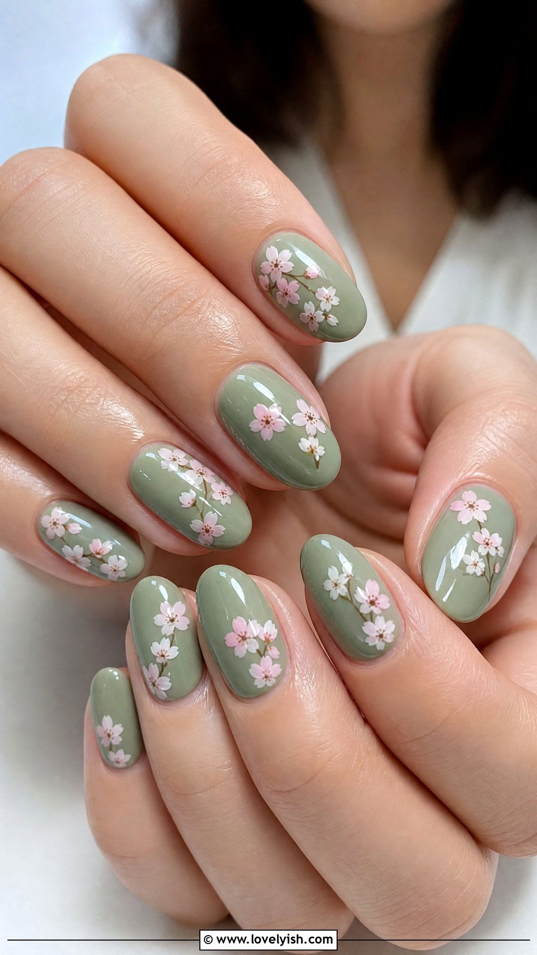 Sage Green Cherry Blossom Nails - 50 cherry blossom nails - 50 cherry blossom nails