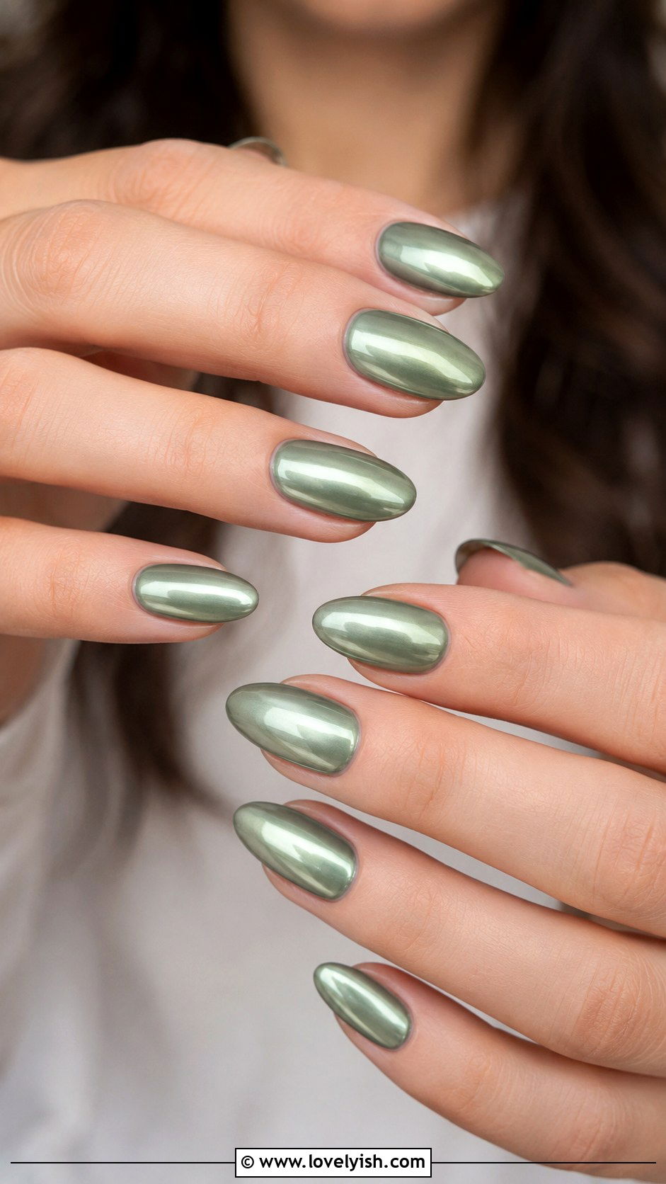 Sage Green Chrome Nails - 38 green nail designs - 38 green nail designs