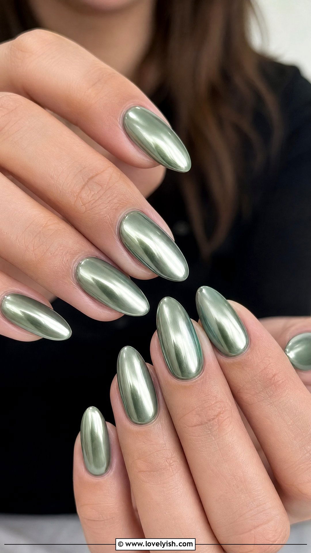 Sage Green Chrome Nails - 50 cute nails - 50 cute nails