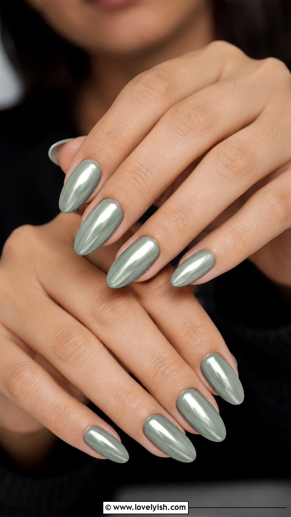 Sage Green Chrome Nails - 50 green nails - 50 green nails