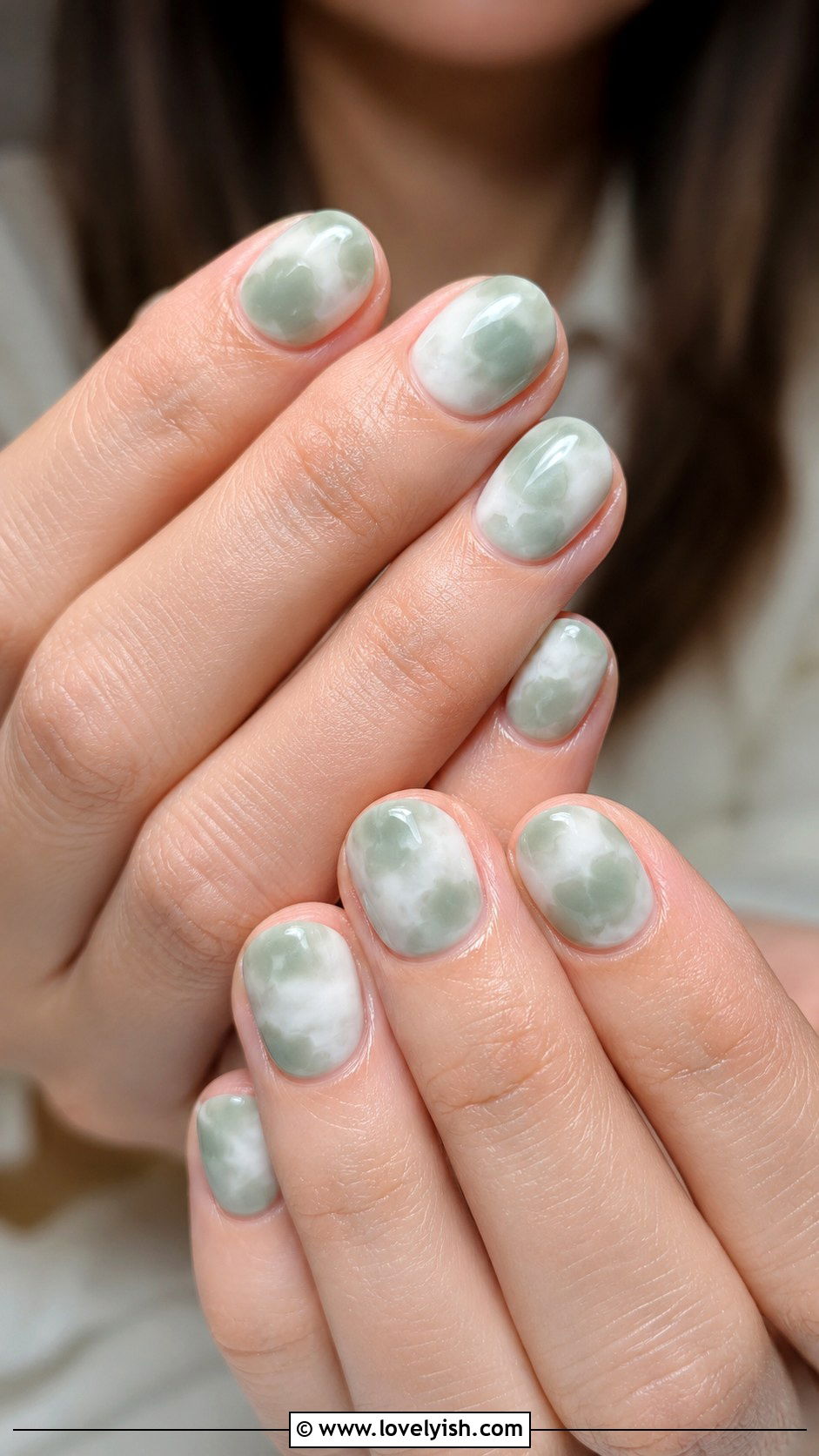 Sage Green Cloud Nails - 38 green nail designs - 38 green nail designs