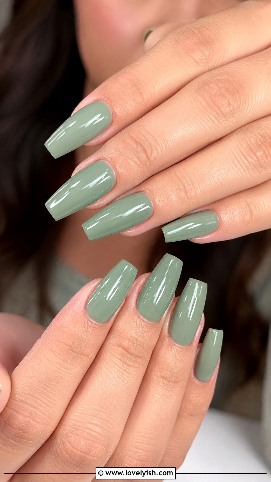Sage Green Coffin Nail Extensions - 48 nail extensions - 48 nail extensions
