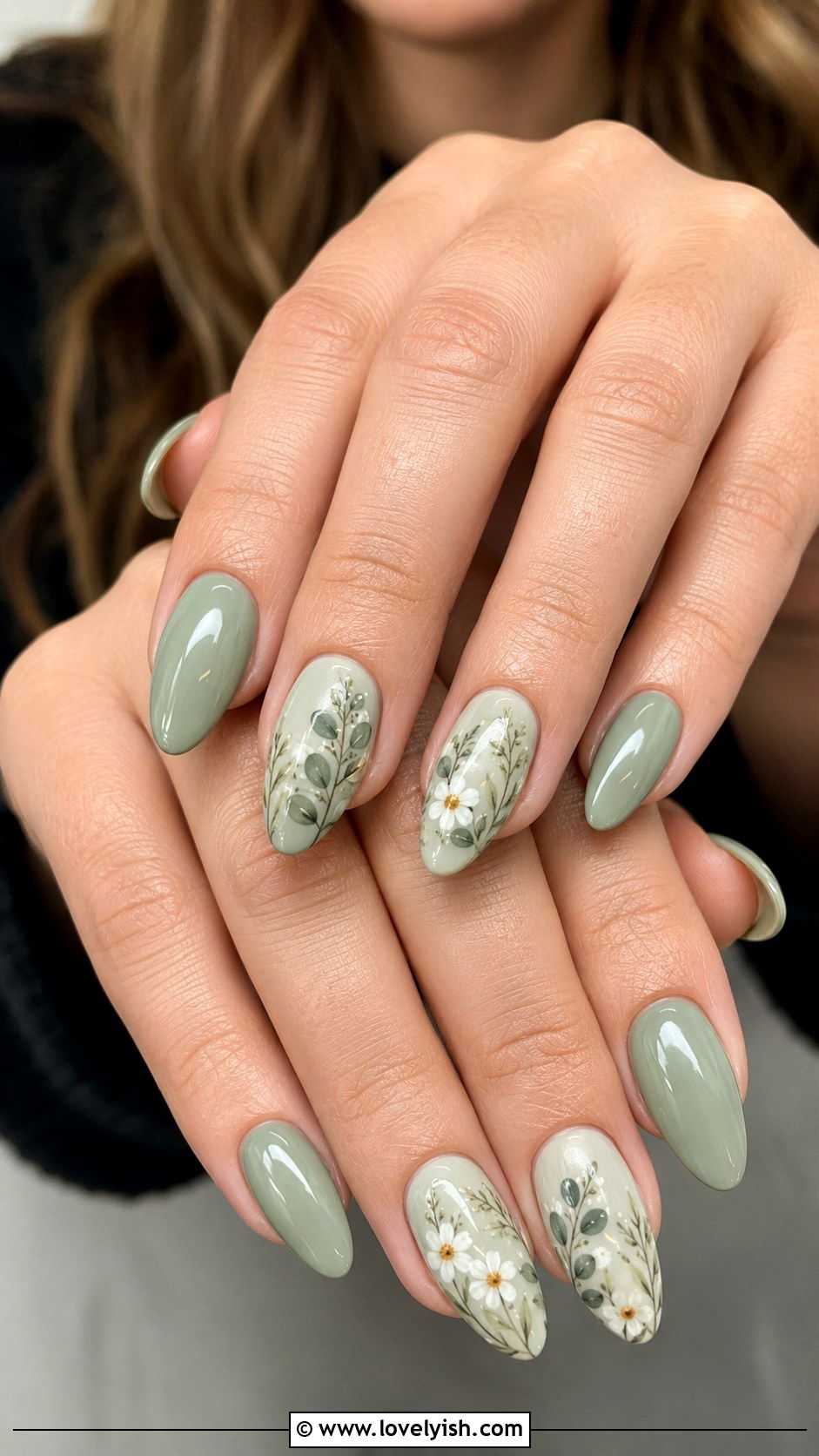 Sage Green Floral Baby Shower Nails - 50 baby shower nails - 50 baby shower nails