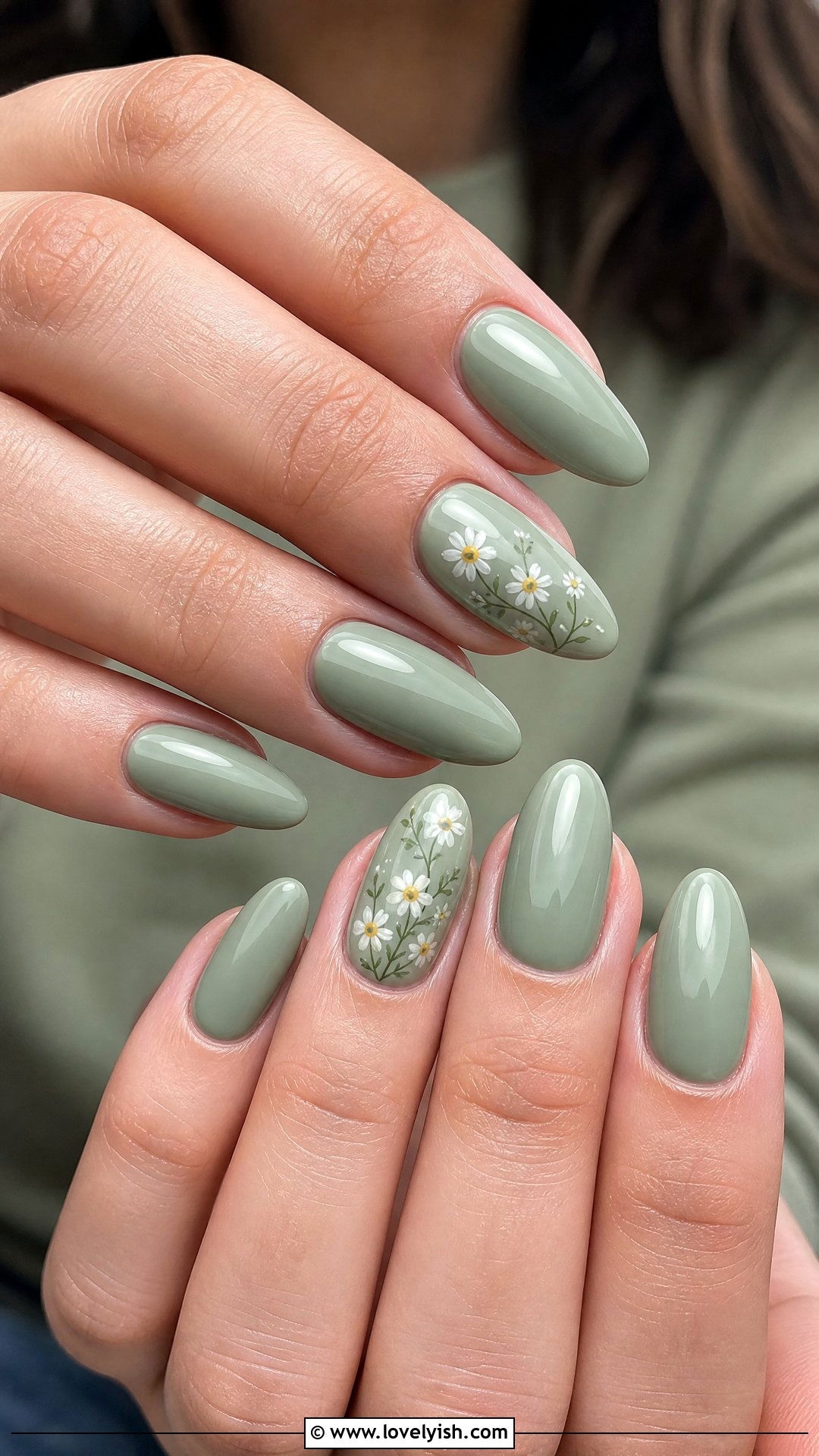 Sage Green Floral Nails - 39 nail ideas 2026 - 39 nail ideas 2026