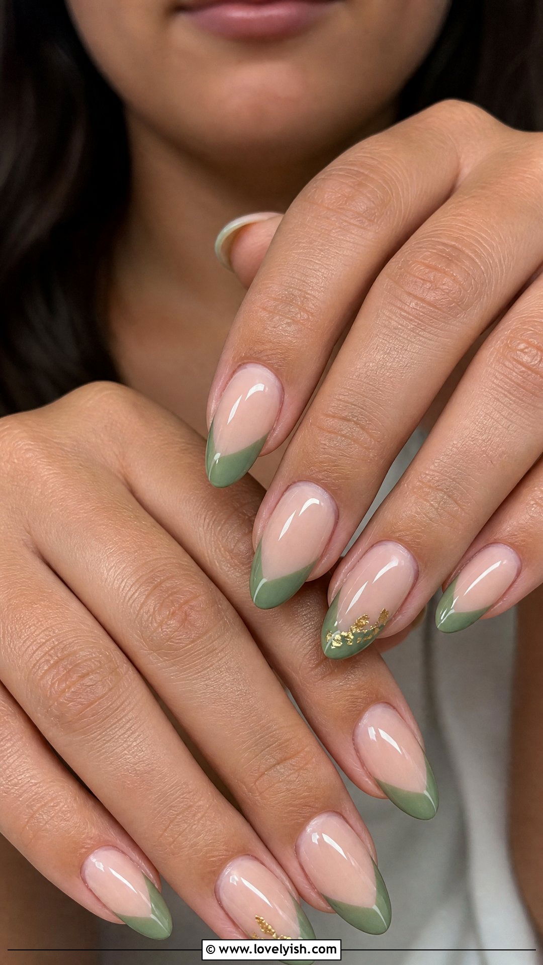 Sage Green French Tip Almond Nails - 50 almond french tip nails - 50 almond french tip nails