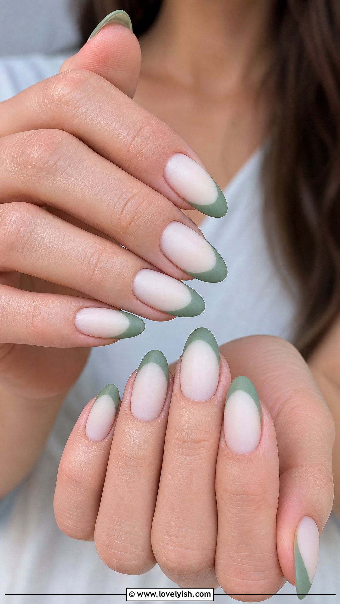 Sage Green French Tip Nails - 50 colored french tip nails - 50 colored french tip nails
