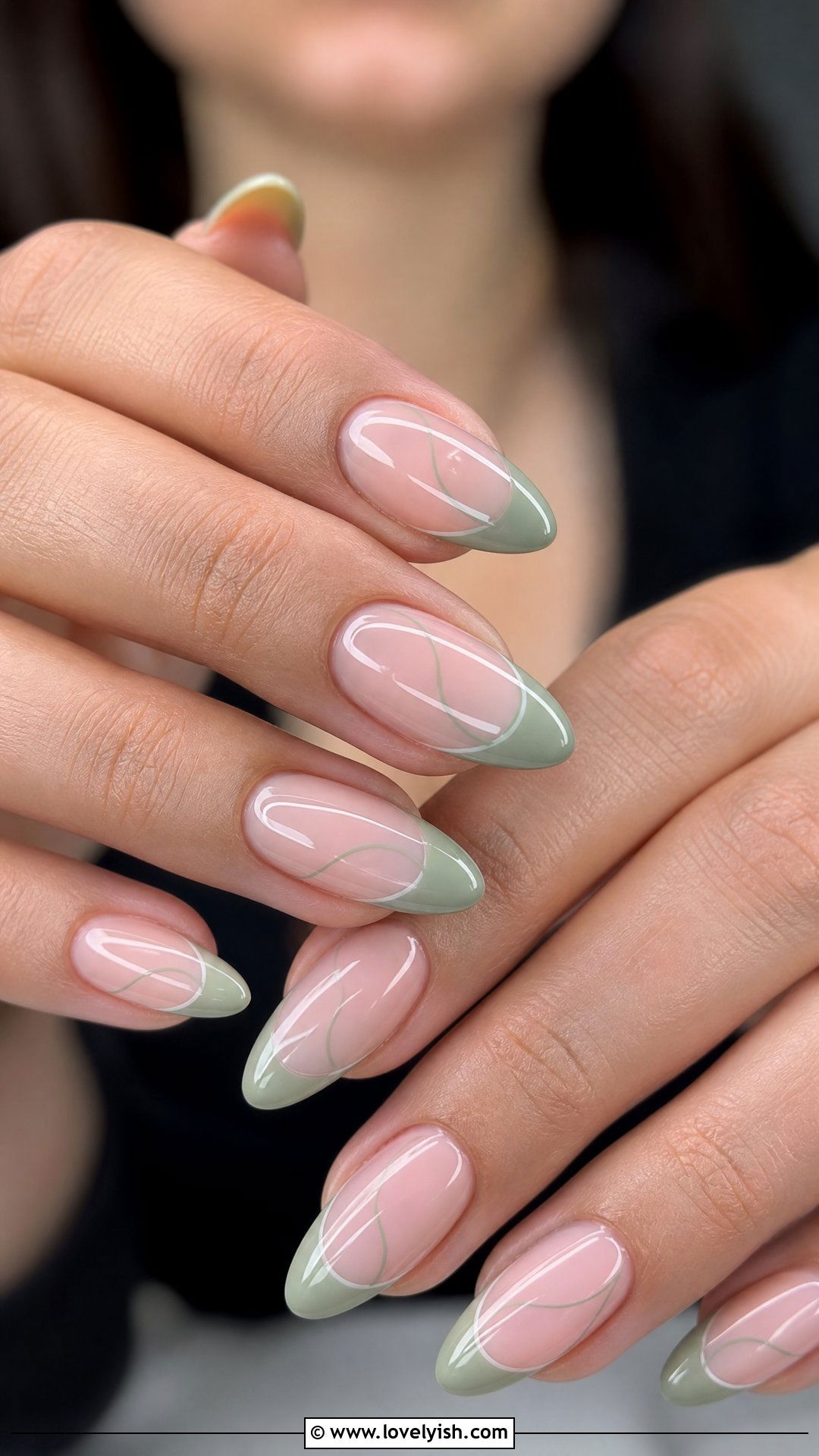 Sage Green French Tip Nails - 50 easy spring nail designs - 50 easy spring nail designs