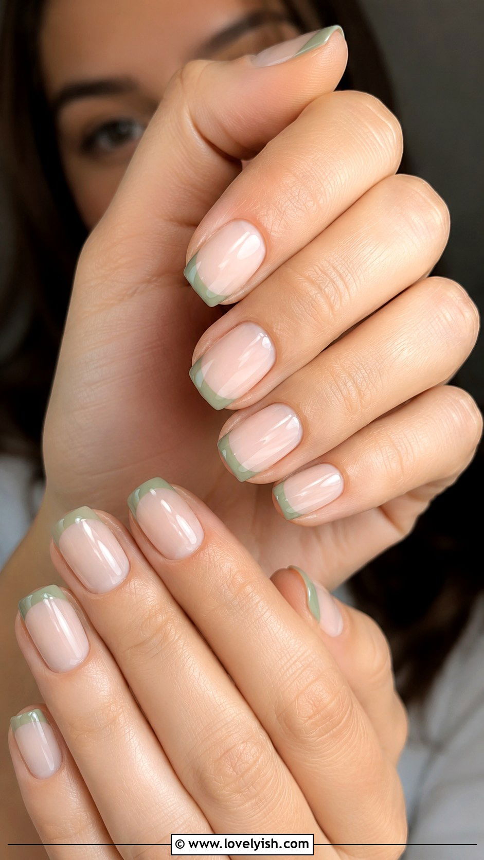 Sage Green French Tip Nails - 50 green nails - 50 green nails