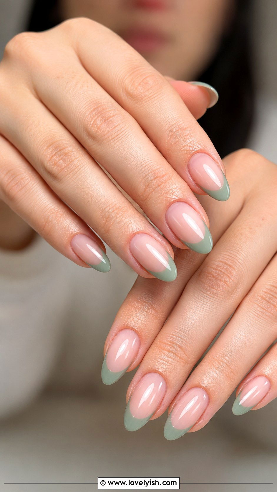 Sage Green French Tip Nails - 42 french nail designs - 42 french nail designs