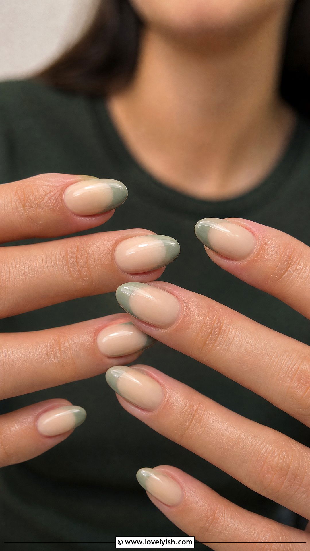 Sage Green French Tip Short Nails - 50 short french tip nails - 50 short french tip nails
