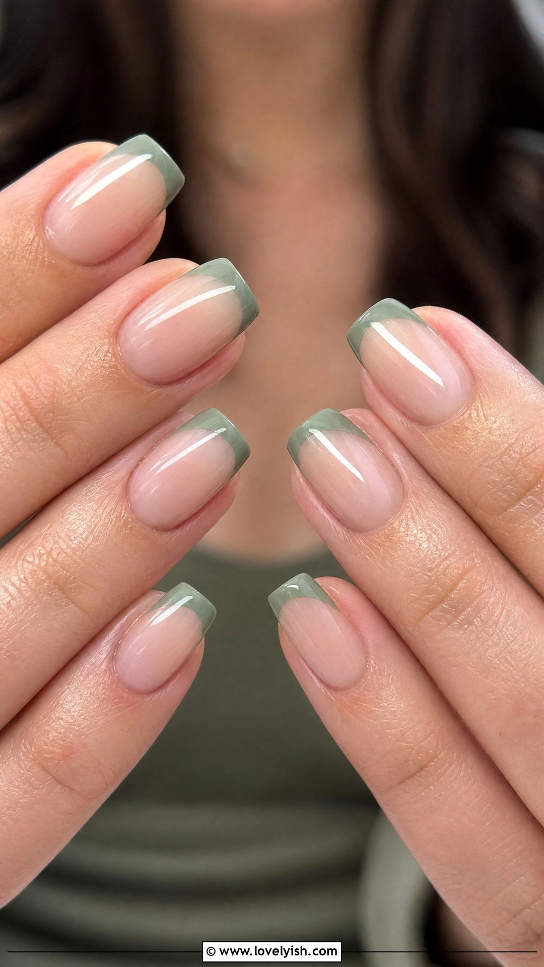Sage Green French Tip - 50 french manicure - 50 french manicure