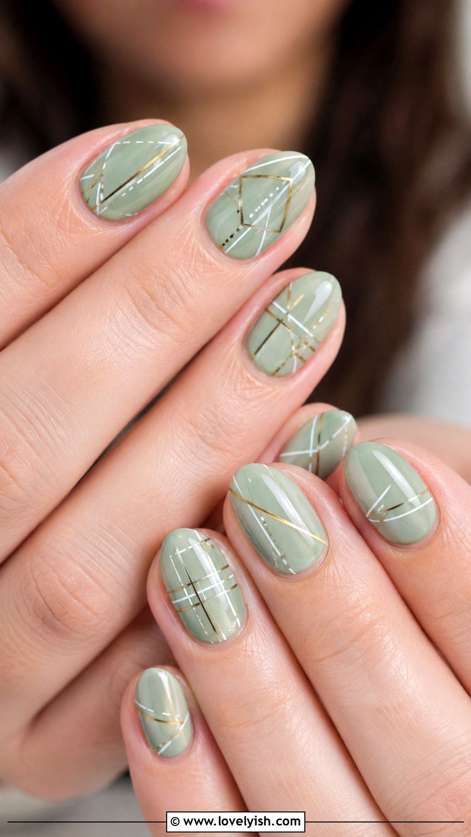 Sage Green Geometric Nails - 50 geometric nails - 50 geometric nails