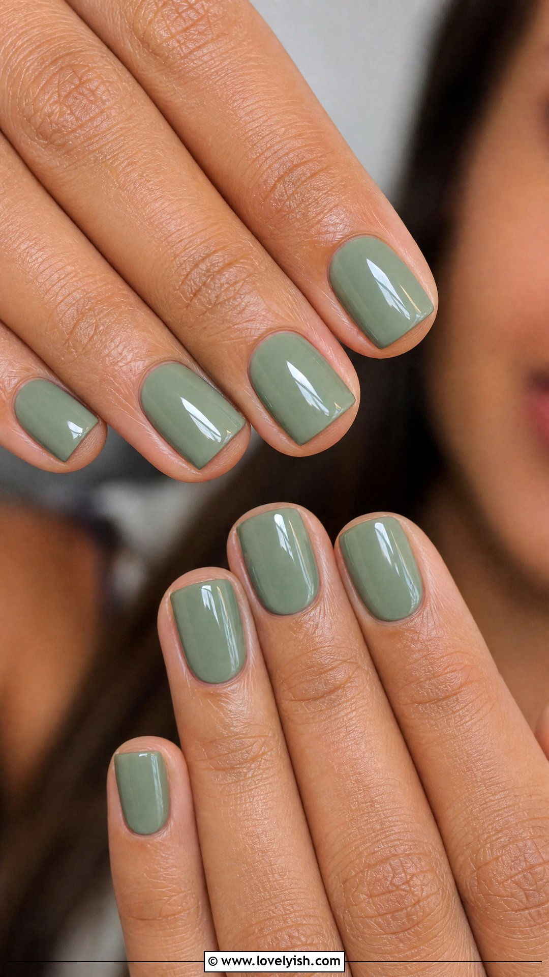 Sage Green Glossy Short Nails - 50 easy spring nail designs - 50 easy spring nail designs