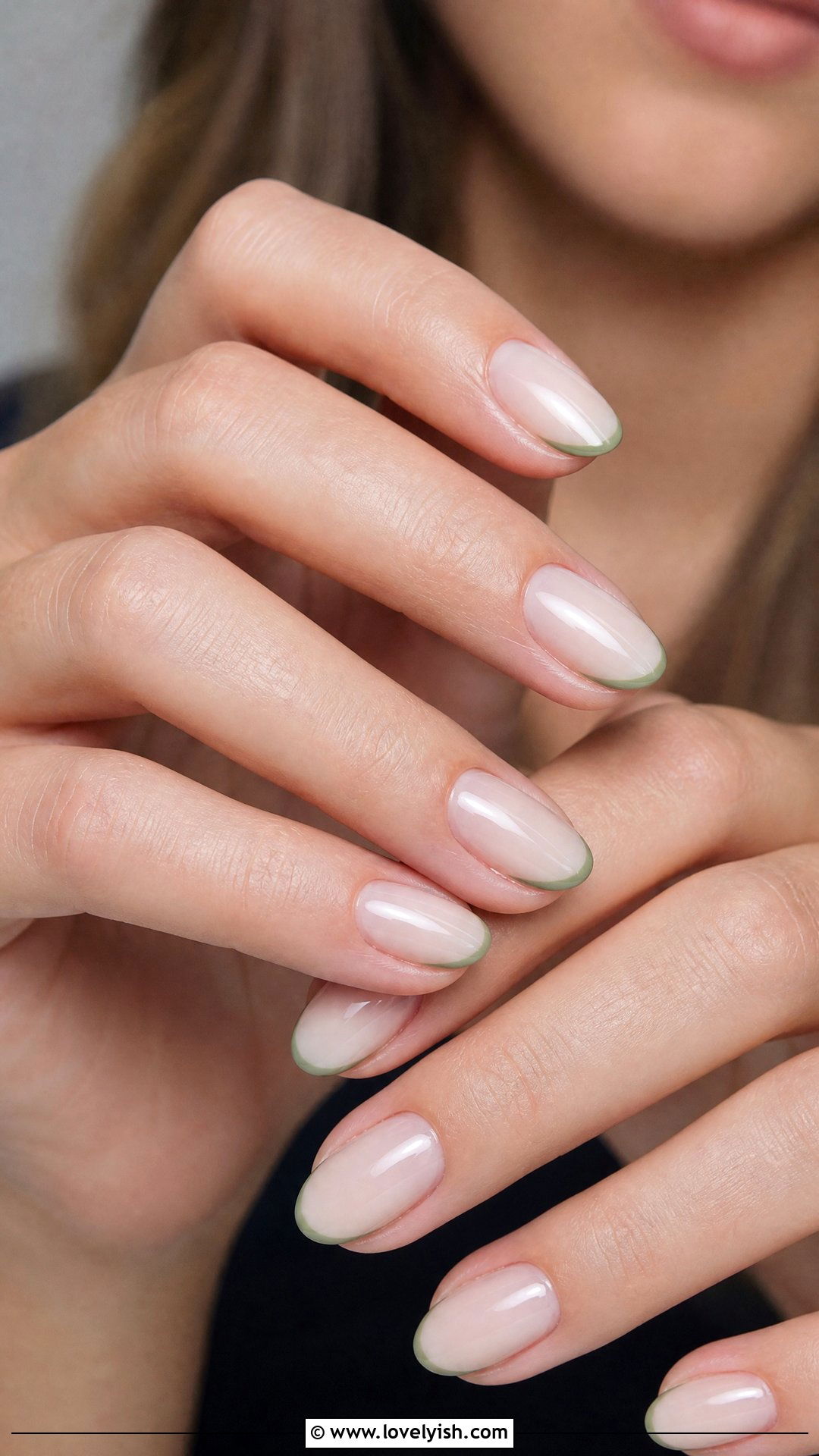 Sage Green Hairline French Tips - 50 minimalist french tips - 50 minimalist french tips