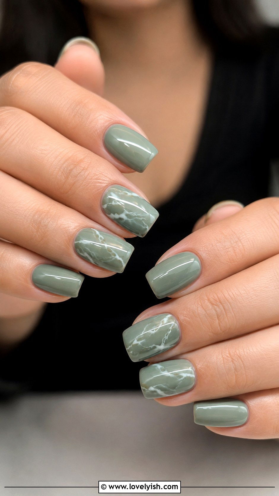 Sage Green Marble Nail Design - 45 cute nail designs - 45 cute nail designs