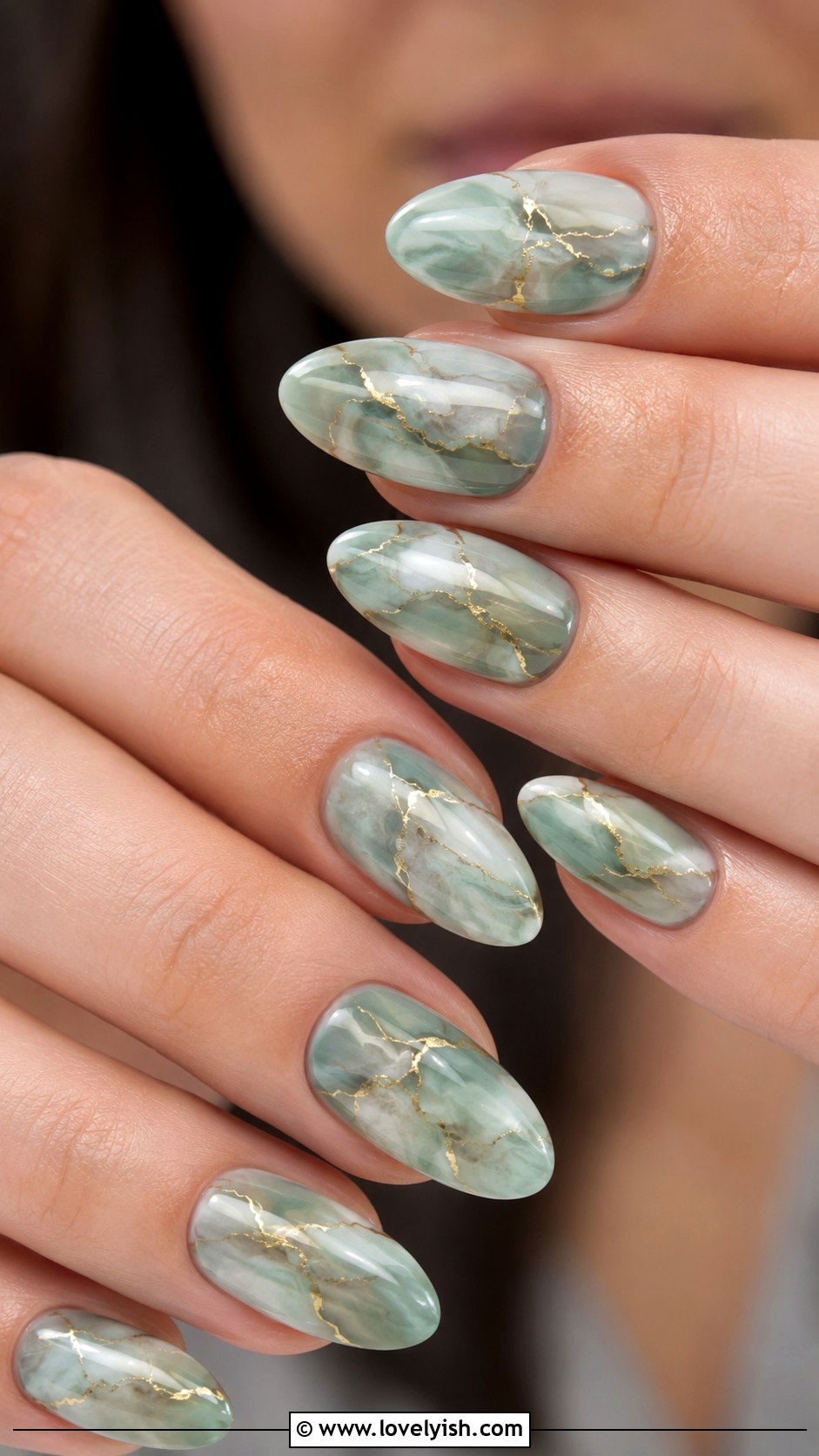 Sage Green Marble Nails - 50 pretty nails - 50 pretty nails