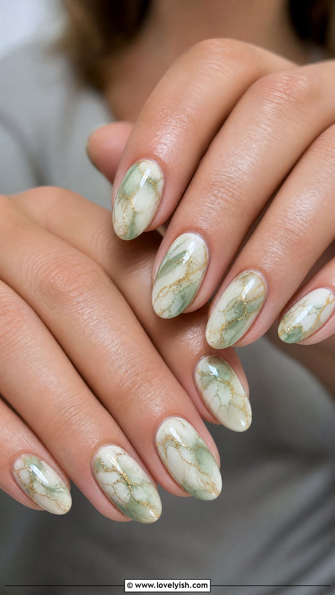 Sage Green Marble Nails - 37 nails art ideas - 37 nails art ideas