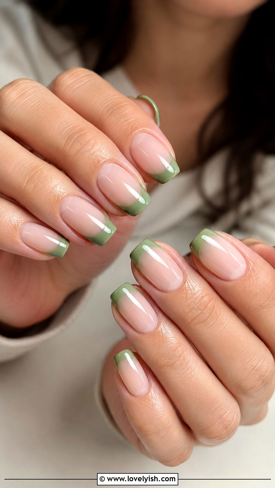 Sage Green Matcha Tip Nails - 45 nail tips - 45 nail tips