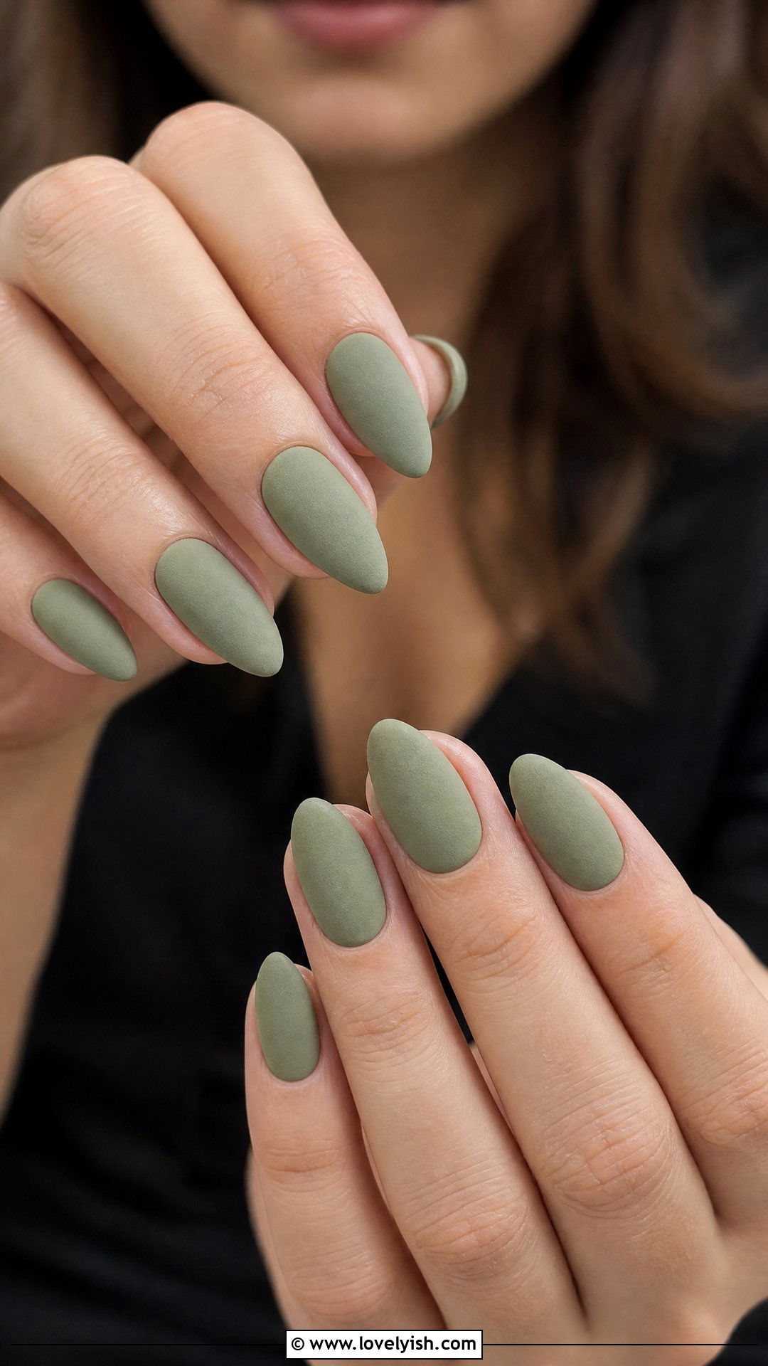 Sage Green Matte Almond Nails - 25 almond nail designs - 25 almond nail designs