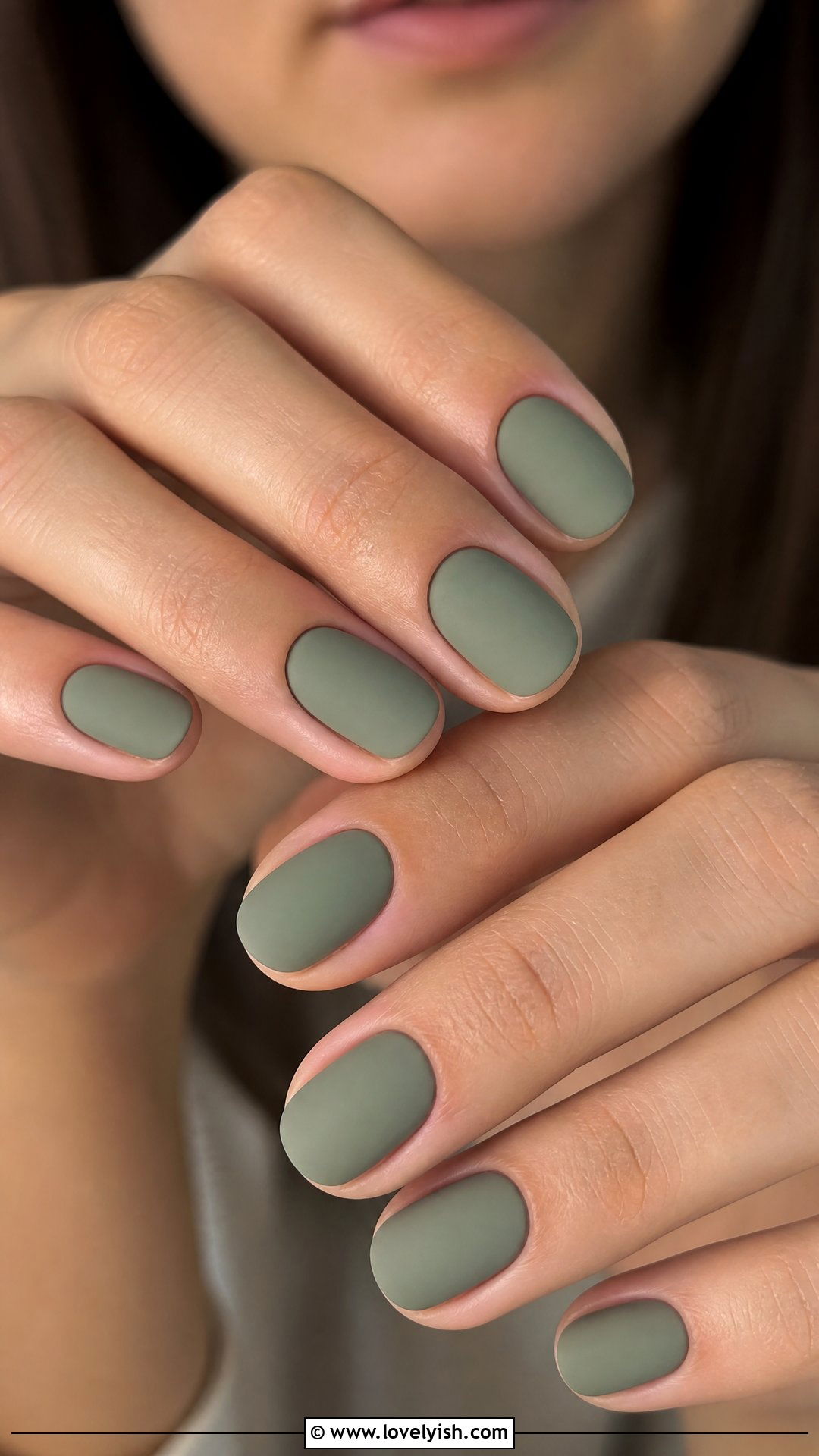 Sage Green Matte Short Oval Nails - 50 short oval nails - 50 short oval nails