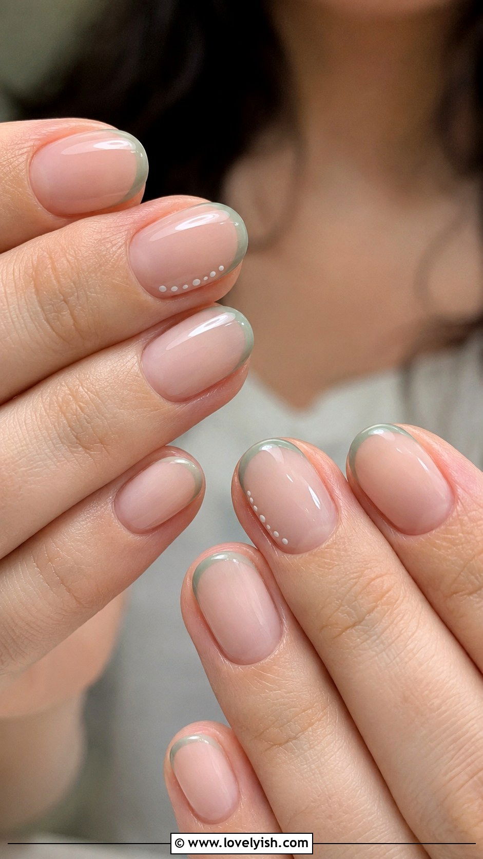 Sage Green Micro French Tip Nails - 33 spring nail design ideas - 33 spring nail design ideas