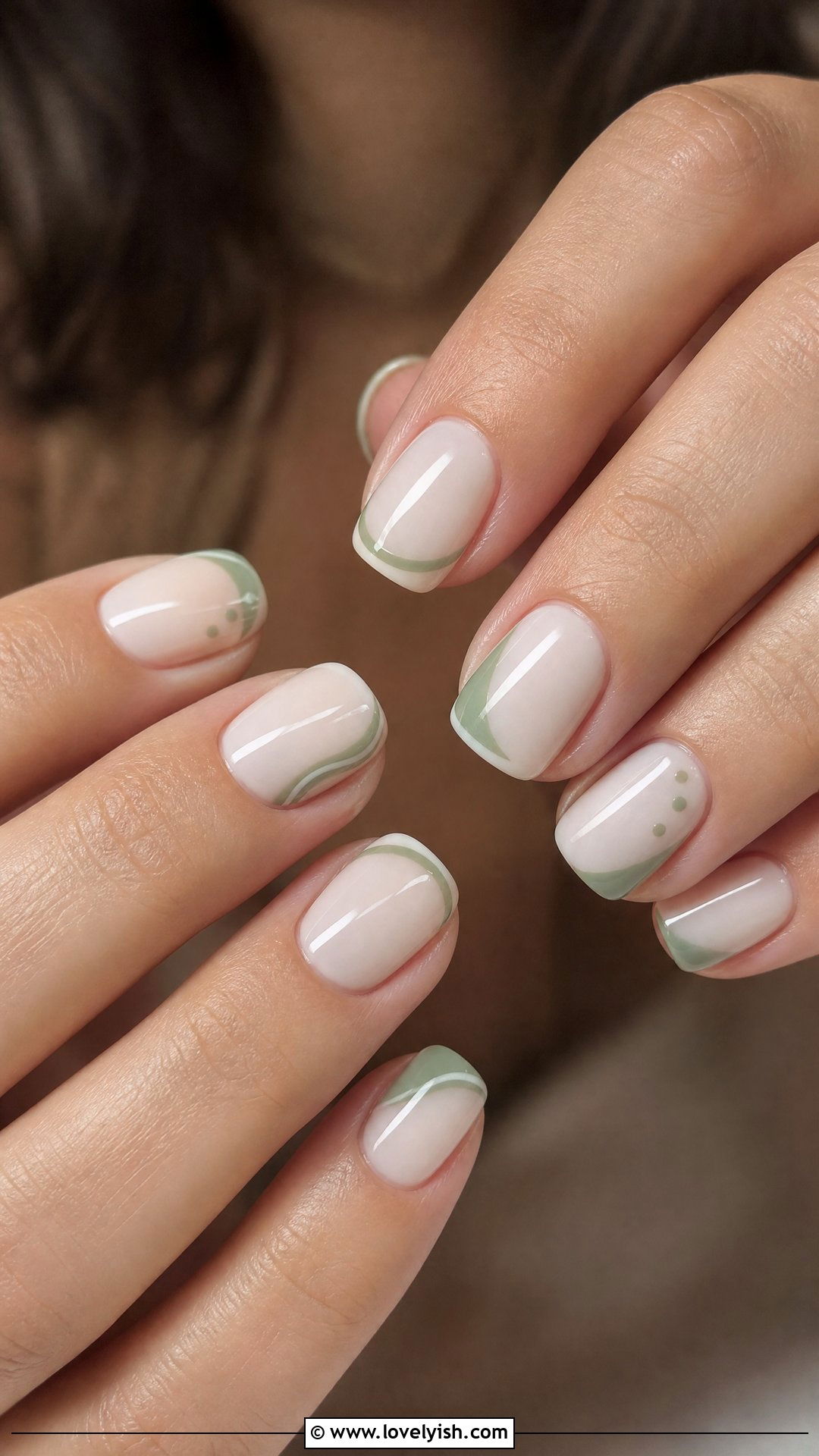 Sage Green Mismatched Tips - 50 cute nails - 50 cute nails