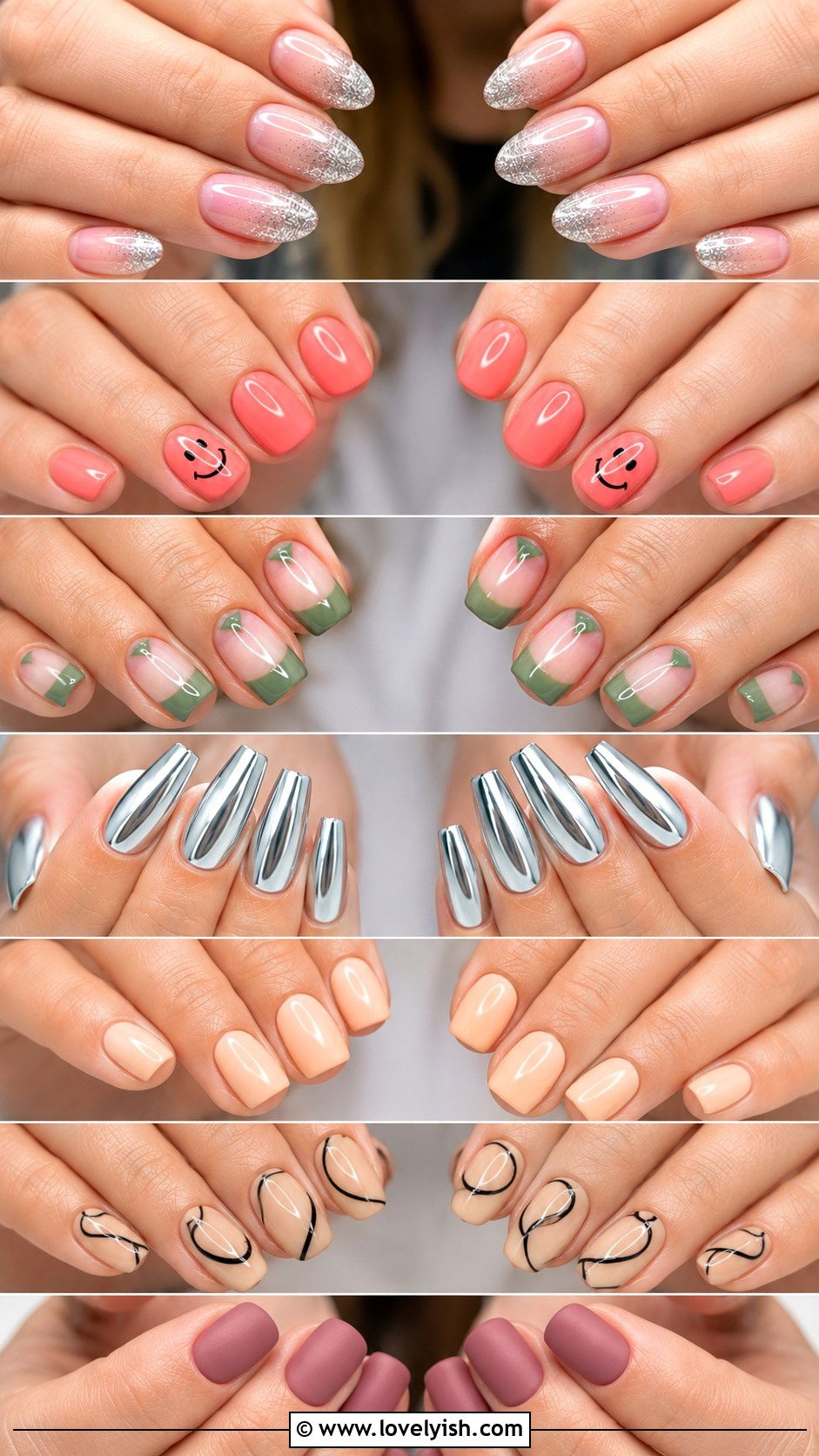 Sage Green Negative Space Nails - 46 easy nail designs - 46 easy nail designs