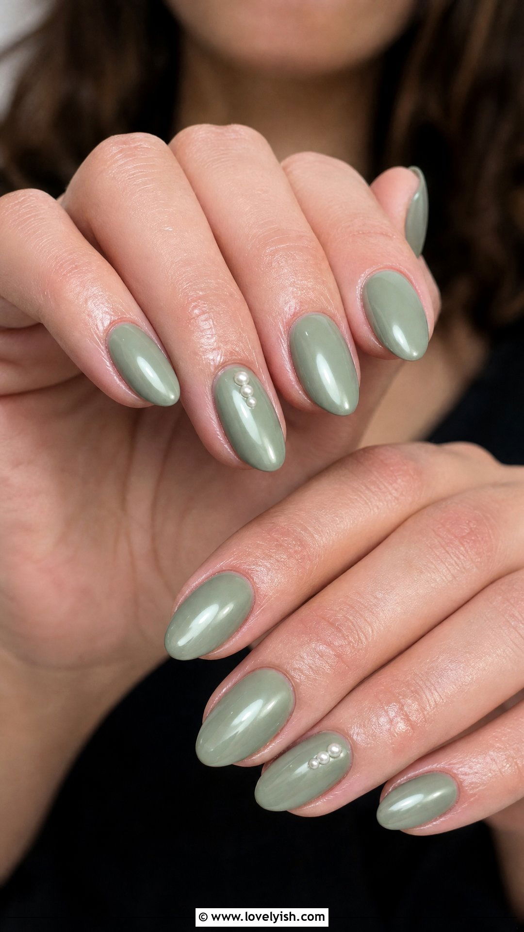 Sage Green Pearl Nails - 50 pearl nails - 50 pearl nails