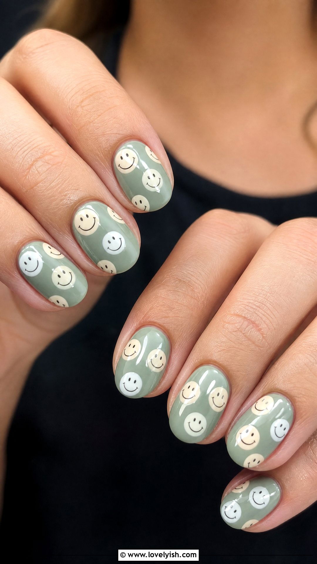 Sage Green Smiley Face Nails - 50 smiley face nails - 50 smiley face nails