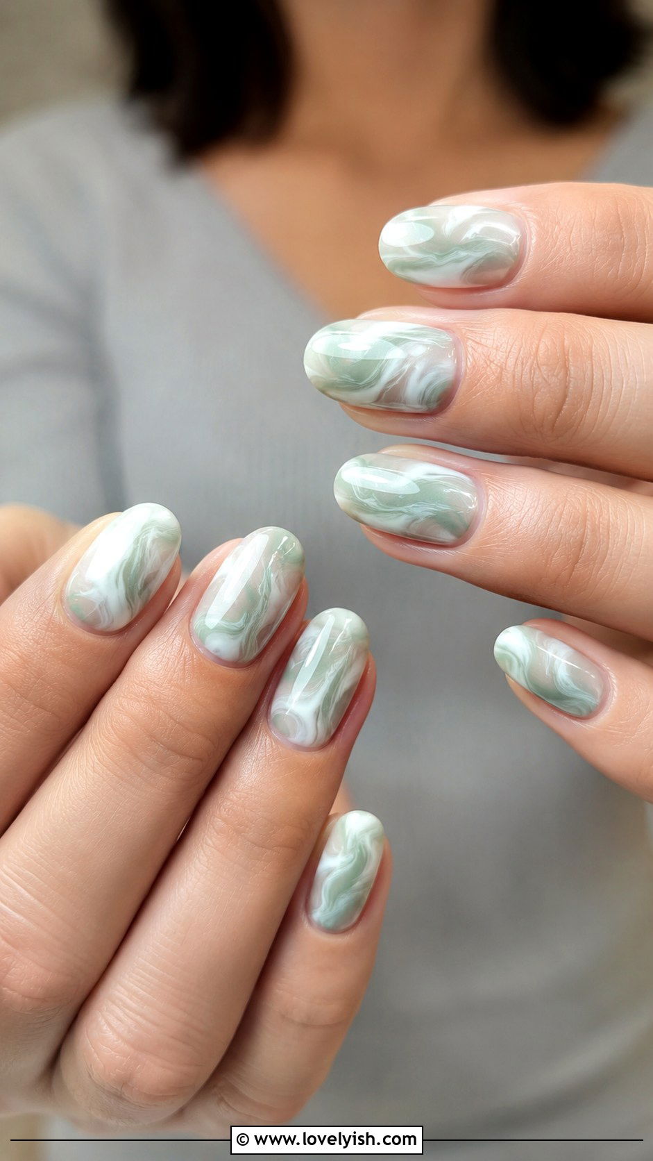 Sage Green and White Swirl Nails - 50 swirl nails - 50 swirl nails
