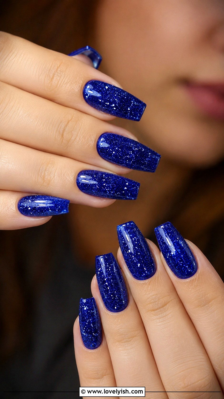 Sapphire Blue Glitter Nails - 50 luxury nails - 50 luxury nails