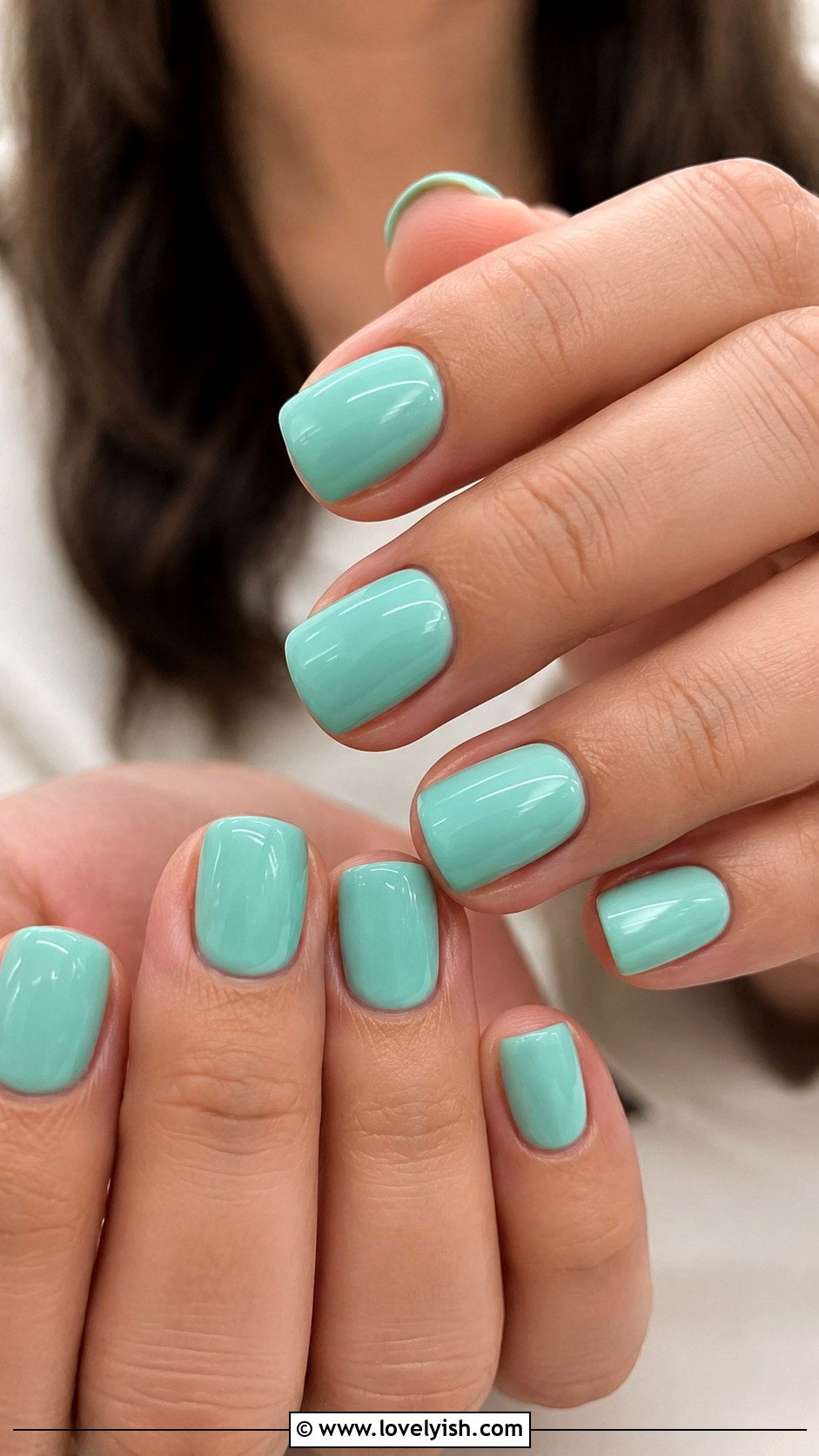 Seafoam Green Glossy Nails - 25 green nail design ideas - 25 green nail design ideas