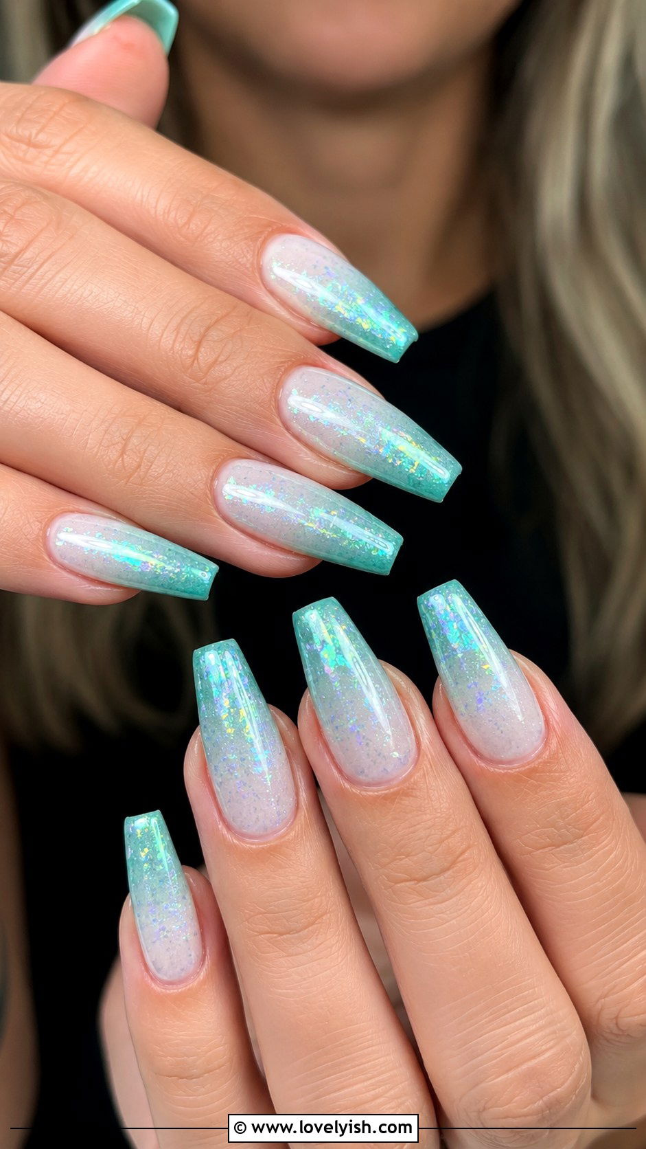 Seafoam Green Ombre Mermaid Nails - 50 mermaid nails - 50 mermaid nails