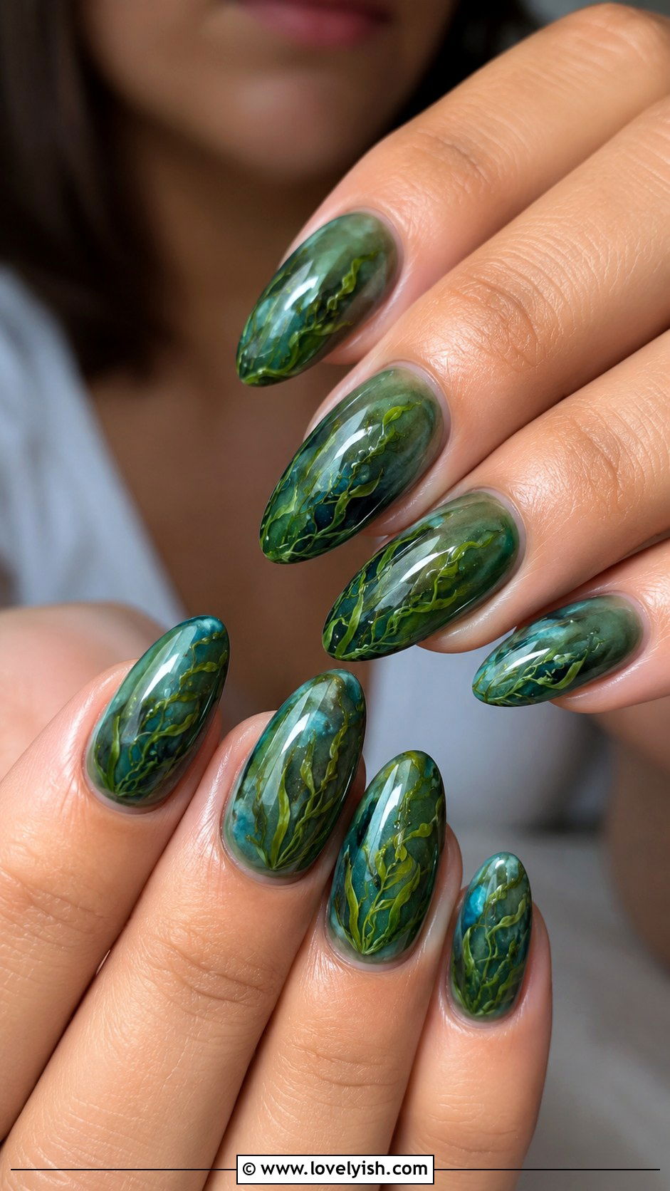 Seaweed Green Ocean Nails - 50 ocean nails - 50 ocean nails