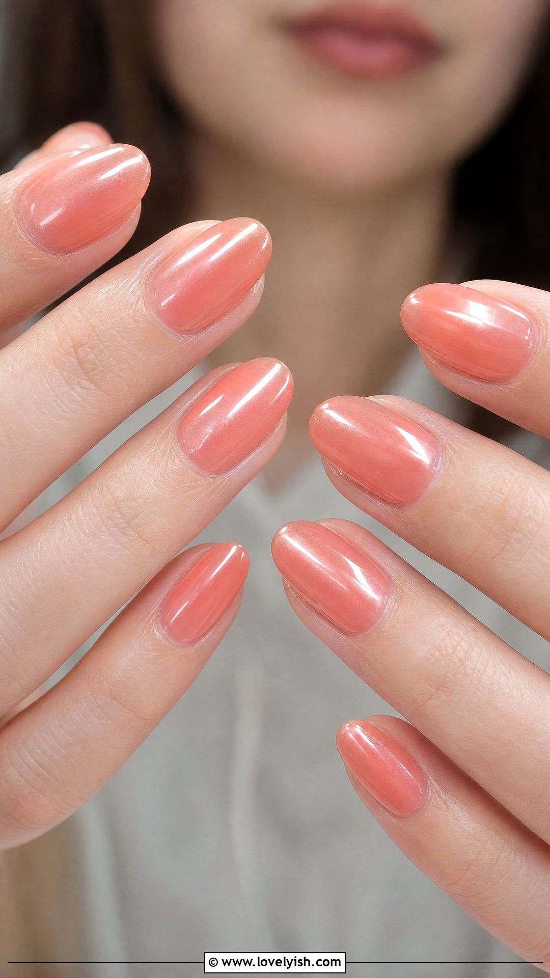 Sheer Coral Glazed Nails - 50 simple nail art - 50 simple nail art