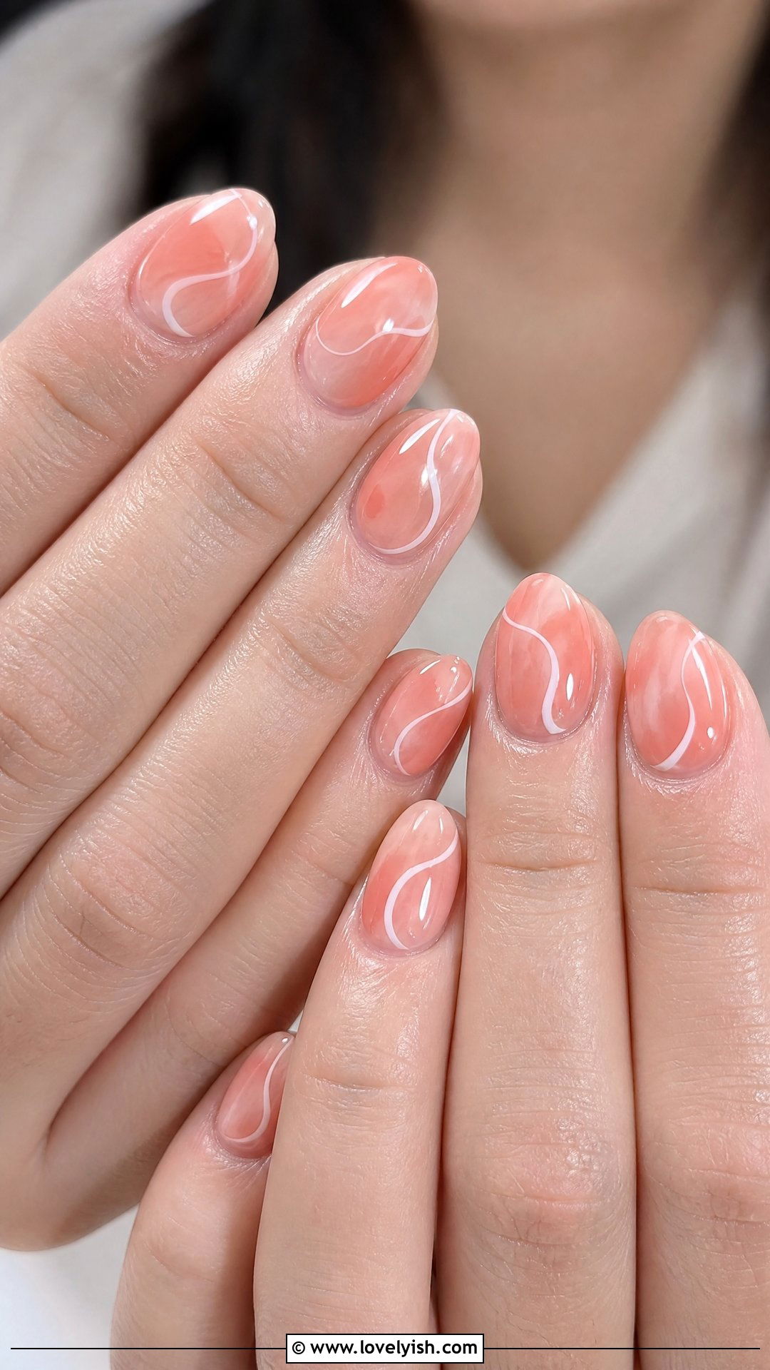 Sheer Coral Swirl Nails - 50 dainty nails - 50 dainty nails