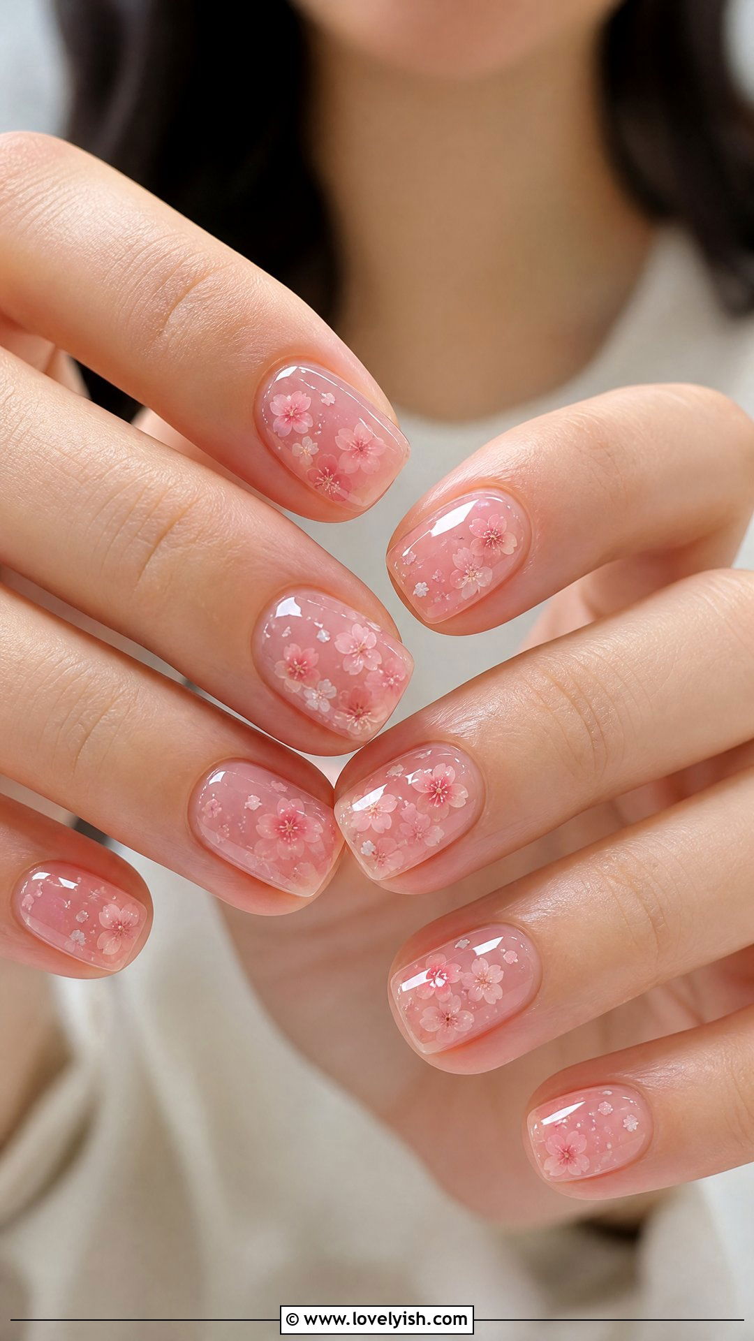 Sheer Jelly Cherry Blossom Nails - 50 cherry blossom nails - 50 cherry blossom nails