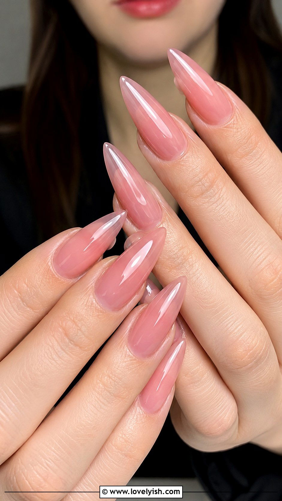 Sheer Jelly Pink Stiletto Nails - 50 long pink nails - 50 long pink nails